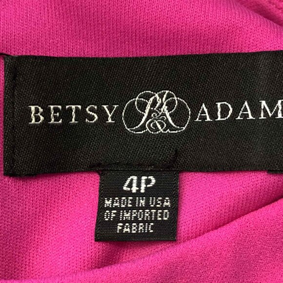 BETSY & ADAM Arielle Ruffle Slit Scuba Crepe High\Low Gown Fuchsia 4P MSRP $269 - Picture 6 of 6